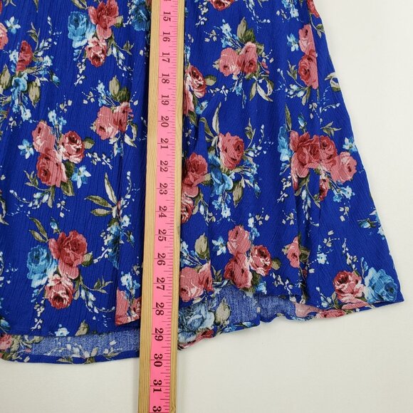 Umgee Tunic Top Womens Size M Blue Pink Floral Criss Cross V-Neck Boho Fairy - Picture 14 of 14